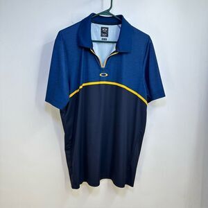 Oakley Mens' Size Large Navy Blue Colorblock Regular Fit Polo Shirt with Zipper